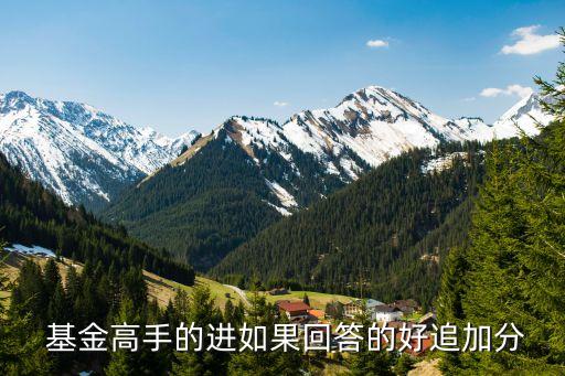  基金高手的進如果回答的好追加分