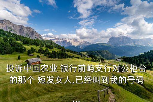 投訴中國農(nóng)業(yè) 銀行前嶼支行對公柜臺的那個(gè) 短發(fā)女人,已經(jīng)叫到我的號碼...