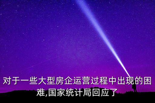 對于一些大型房企運營過程中出現(xiàn)的困難,國家統(tǒng)計局回應(yīng)了