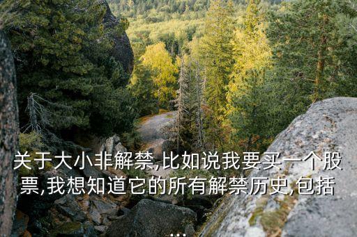 關(guān)于大小非解禁,比如說(shuō)我要買一個(gè)股票,我想知道它的所有解禁歷史,包括...