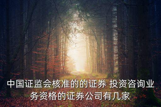 中國證監(jiān)會(huì)核準(zhǔn)的的證券 投資咨詢業(yè)務(wù)資格的證券公司有幾家