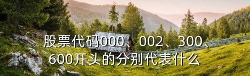 股票代碼000、002、300、600開頭的分別代表什么