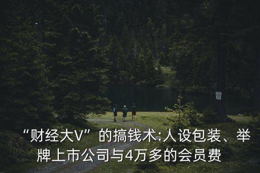“財(cái)經(jīng)大V”的搞錢術(shù):人設(shè)包裝、舉牌上市公司與4萬(wàn)多的會(huì)員費(fèi)