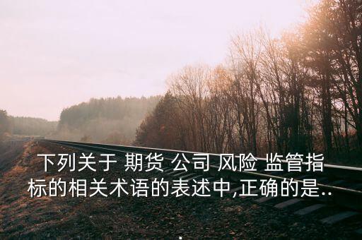 下列關(guān)于 期貨 公司 風險 監(jiān)管指標的相關(guān)術(shù)語的表述中,正確的是...