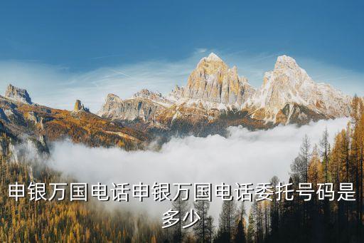 申銀萬(wàn)國(guó)電話申銀萬(wàn)國(guó)電話委托號(hào)碼是多少