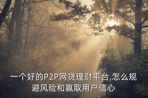 一個(gè)好的P2P網(wǎng)貸理財(cái)平臺(tái),怎么規(guī)避風(fēng)險(xiǎn)和贏取用戶信心