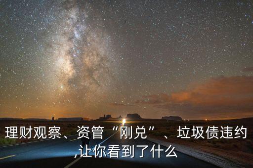 理財觀察、資管“剛兌”、垃圾債違約,讓你看到了什么