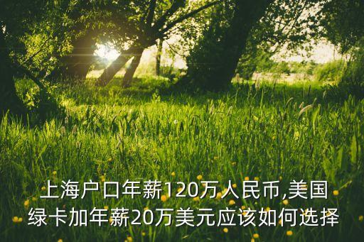  上海戶口年薪120萬人民幣,美國 綠卡加年薪20萬美元應該如何選擇