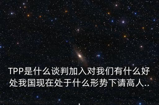 TPP是什么談判加入對(duì)我們有什么好處我國現(xiàn)在處于什么形勢下請高人...