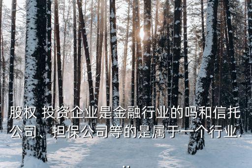 股權(quán) 投資企業(yè)是金融行業(yè)的嗎和信托公司、擔(dān)保公司等的是屬于一個行業(yè)...
