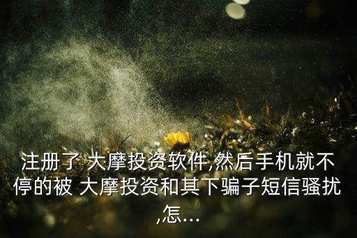 注冊了 大摩投資軟件,然后手機(jī)就不停的被 大摩投資和其下騙子短信騷擾,怎...