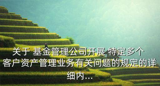 關(guān)于 基金管理公司開(kāi)展 特定多個(gè) 客戶資產(chǎn)管理業(yè)務(wù)有關(guān)問(wèn)題的規(guī)定的詳細(xì)內(nèi)...