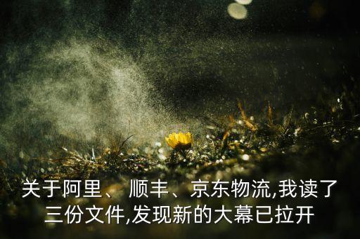 關(guān)于阿里、 順豐、京東物流,我讀了三份文件,發(fā)現(xiàn)新的大幕已拉開