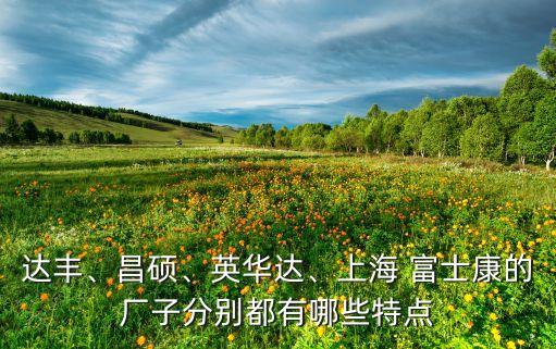 達豐、昌碩、英華達、上海 富士康的廠子分別都有哪些特點