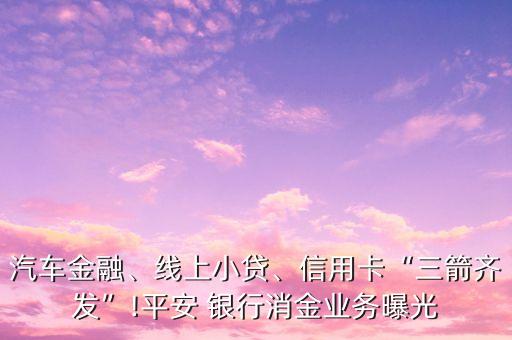 汽車金融、線上小貸、信用卡“三箭齊發(fā)”!平安 銀行消金業(yè)務(wù)曝光