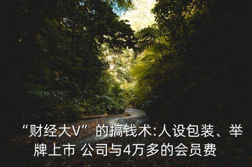 “財(cái)經(jīng)大V”的搞錢術(shù):人設(shè)包裝、舉牌上市 公司與4萬多的會員費(fèi)
