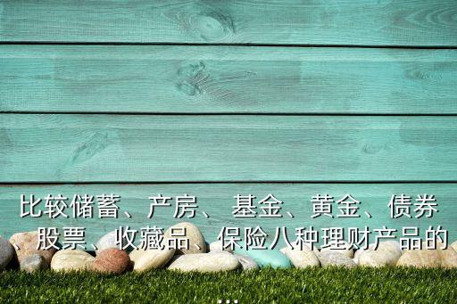比較儲蓄、產(chǎn)房、 基金、黃金、債券、股票、收藏品、保險八種理財產(chǎn)品的...