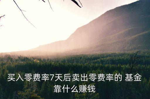 買(mǎi)入零費(fèi)率7天后賣(mài)出零費(fèi)率的 基金靠什么賺錢(qián)
