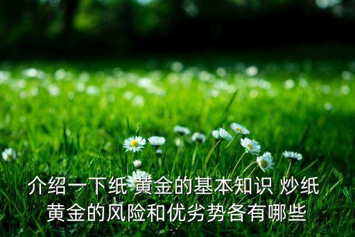 介紹一下紙 黃金的基本知識 炒紙 黃金的風(fēng)險(xiǎn)和優(yōu)劣勢各有哪些