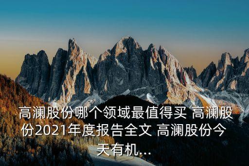  高瀾股份哪個(gè)領(lǐng)域最值得買(mǎi) 高瀾股份2021年度報(bào)告全文 高瀾股份今天有機(jī)...