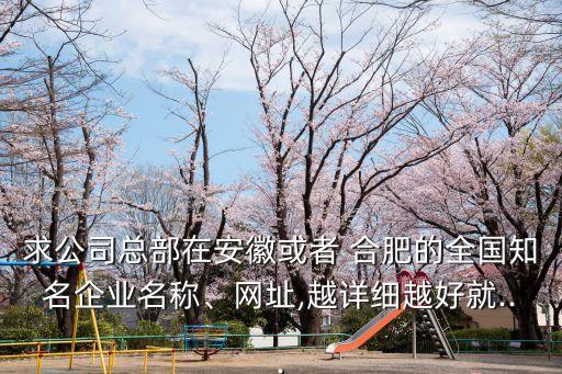 求公司總部在安徽或者 合肥的全國知名企業(yè)名稱、網(wǎng)址,越詳細越好就...