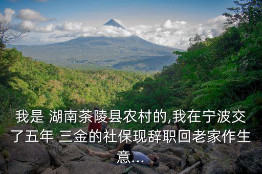 我是 湖南茶陵縣農(nóng)村的,我在寧波交了五年 三金的社?，F(xiàn)辭職回老家作生意...
