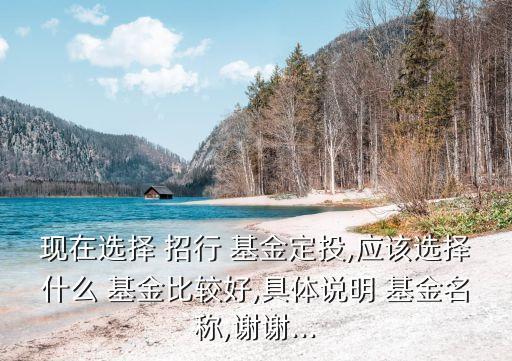 現(xiàn)在選擇 招行 基金定投,應該選擇什么 基金比較好,具體說明 基金名稱,謝謝...