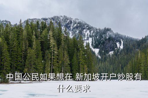 中國(guó)公民如果想在 新加坡開(kāi)戶(hù)炒股有什么要求