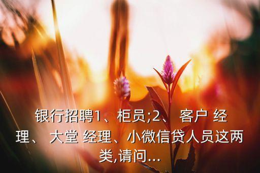  銀行招聘1、柜員;2、 客戶 經(jīng)理、 大堂 經(jīng)理、小微信貸人員這兩類,請問...