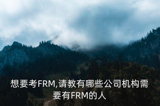 想要考FRM,請教有哪些公司機(jī)構(gòu)需要有FRM的人
