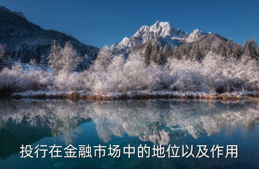 投行在金融市場(chǎng)中的地位以及作用