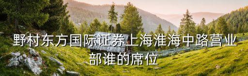  野村東方國(guó)際證券上?；春Ｖ新窢I(yíng)業(yè)部誰(shuí)的席位