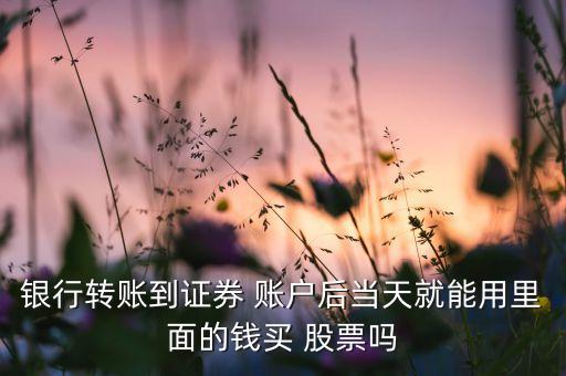 銀行轉(zhuǎn)賬到證券 賬戶后當(dāng)天就能用里面的錢(qián)買(mǎi) 股票嗎