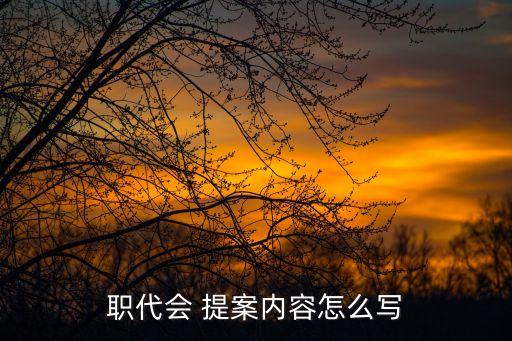 職代會(huì) 提案內(nèi)容怎么寫(xiě)