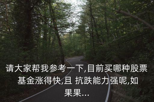 請大家?guī)臀覅⒖家幌?目前買哪種股票 基金漲得快,且 抗跌能力強呢,如果果...