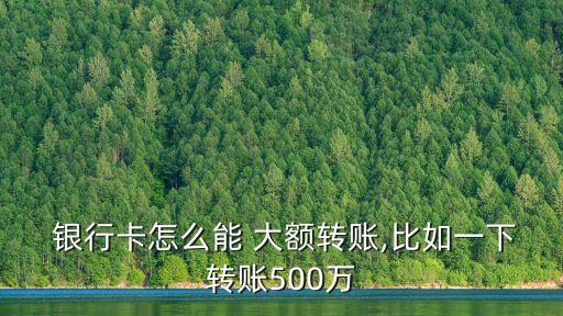  銀行卡怎么能 大額轉賬,比如一下轉賬500萬