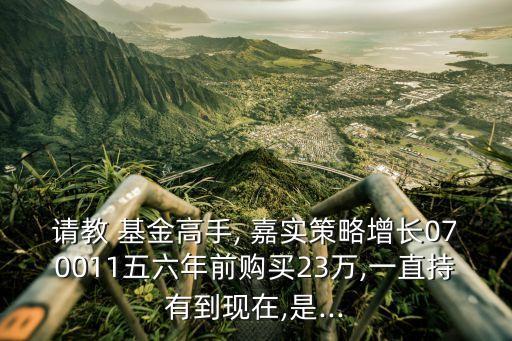 請教 基金高手, 嘉實策略增長070011五六年前購買23萬,一直持有到現在,是...