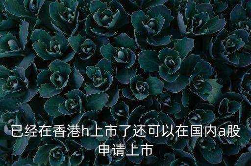 已經在香港h上市了還可以在國內a股申請上市