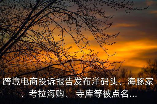 跨境電商投訴報告發(fā)布洋碼頭、海豚家、考拉海購、 寺庫等被點名...