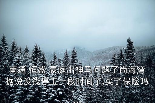 南通 恒盛 豪庭出神馬問題了尚海灣據(jù)說沒錢停工一段時間了,買了保險嗎...