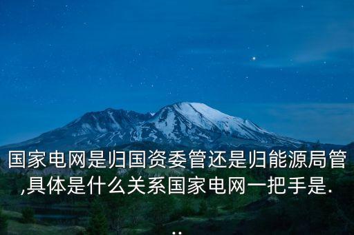 國家電網是歸國資委管還是歸能源局管,具體是什么關系國家電網一把手是...