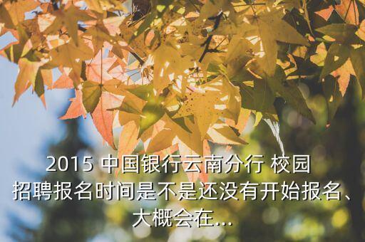 2015 中國銀行云南分行 校園 招聘報名時間是不是還沒有開始報名、大概會在...