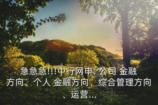 急急急!!!中行網(wǎng)申: 公司 金融方向、個人 金融方向、綜合管理方向、運營...