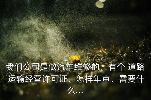 我們公司是做汽車維修的、有個 道路 運輸經(jīng)營許可證、怎樣年審、需要什么...