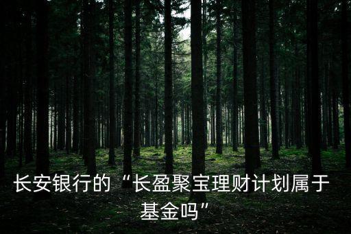 長安銀行的“長盈聚寶理財計(jì)劃屬于 基金嗎”