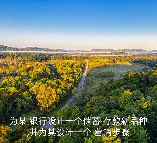 為某 銀行設(shè)計(jì)一個(gè)儲(chǔ)蓄 存款新品種,并為其設(shè)計(jì)一個(gè) 營(yíng)銷(xiāo)步驟