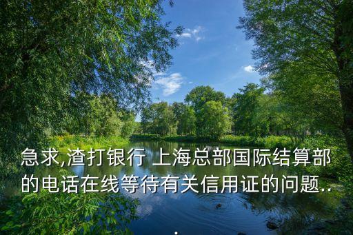 急求,渣打銀行 上?？偛繃H結算部的電話在線等待有關信用證的問題...