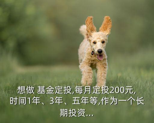 想做 基金定投,每月定投200元,時間1年、3年、五年等,作為一個長期投資...