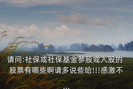 請(qǐng)問(wèn):社保或社?；饏⒐苫蛉牍傻?股票有哪些啊請(qǐng)多說(shuō)些哈!!!感激不...