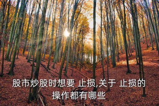 股市炒股時想要 止損,關于 止損的操作都有哪些